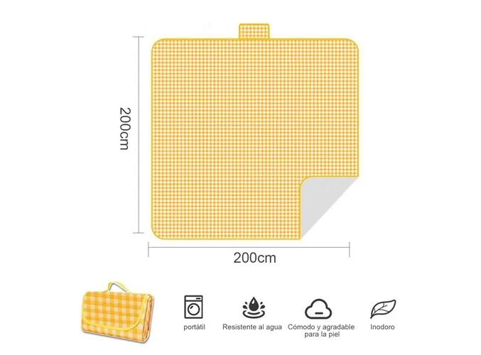 Foto 3 pulgar | Tapete De Picnic Xtellar Impermeable 200x200cm | Ideal Para Acampar Y Playa | Apto Para 6-8 Personas