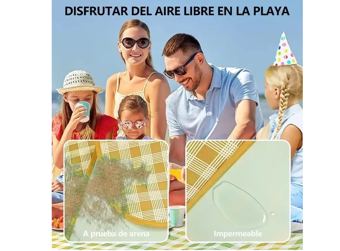 Foto 4 pulgar | Tapete De Picnic Xtellar Impermeable 200x200cm | Ideal Para Acampar Y Playa | Apto Para 6-8 Personas