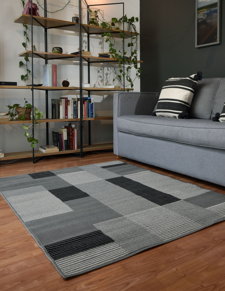 Foto 5 pulgar | Tapete De Sala Gris 120x160cm Lt-20 Livingreen 1.6 M 1.2 M Geométrico Gris