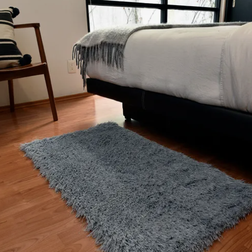 Foto 2 | Alfombra Dormitorio Pie De Cama 70 X 110 Cm Gris