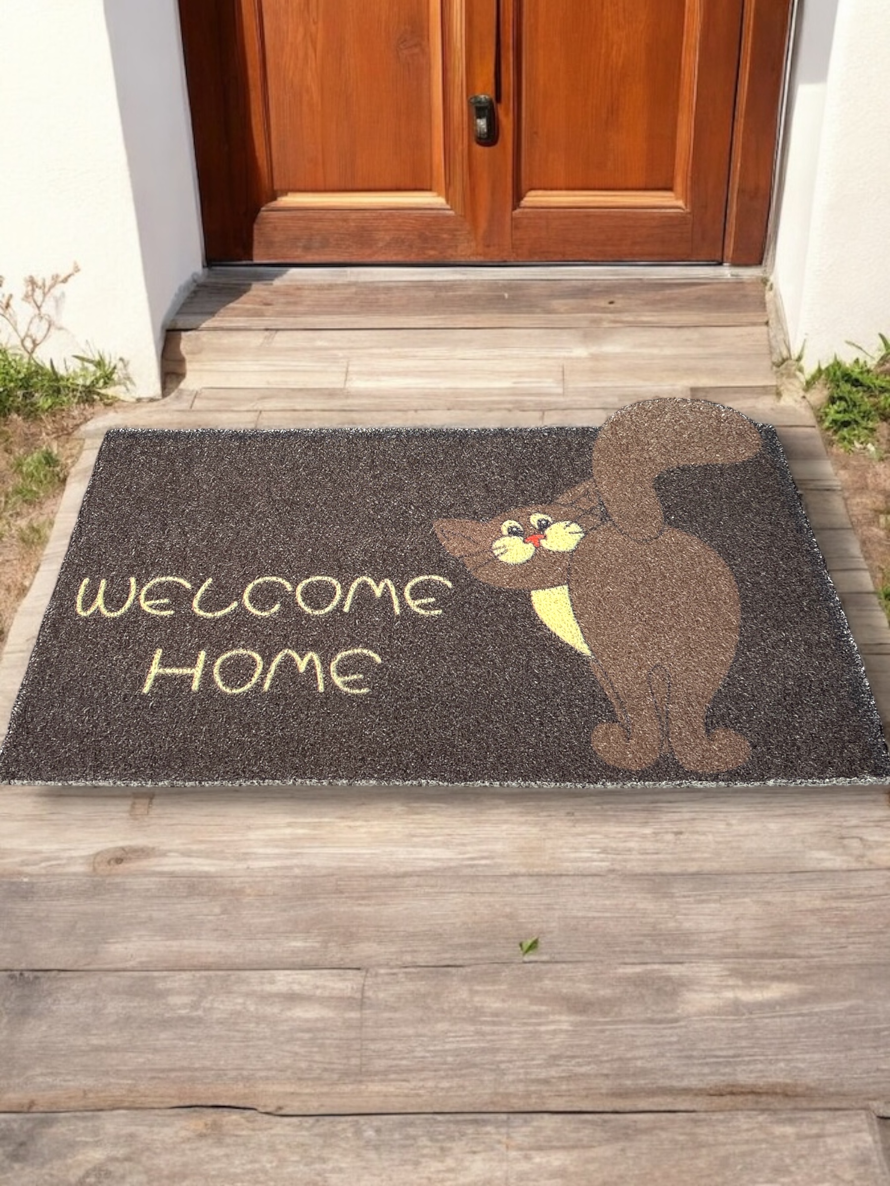 Foto 4 pulgar | Tapete Entrada Casa Bienvenida Exterior Antiderrapante Gato