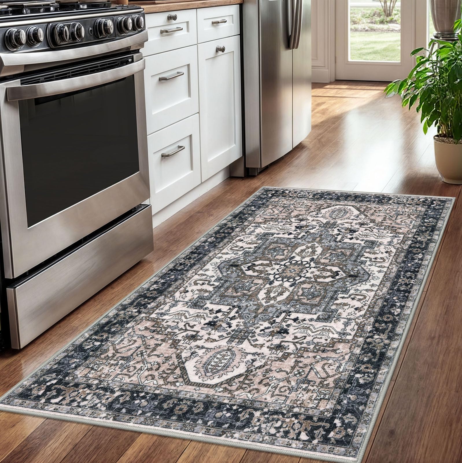 Foto 7 | Alfombra Kozyfly Boho Vintage  90 X 150 Cm  Color Negro  Marrón Y Beige - Venta Internacional.