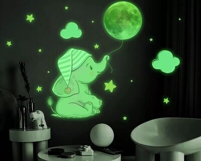 Foto 2 | Pegatina Para Pared Luminosa Con Diseño De Elefante Y Luna