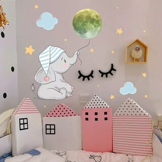 Foto 3 | Pegatina Para Pared Luminosa Con Diseño De Elefante Y Luna