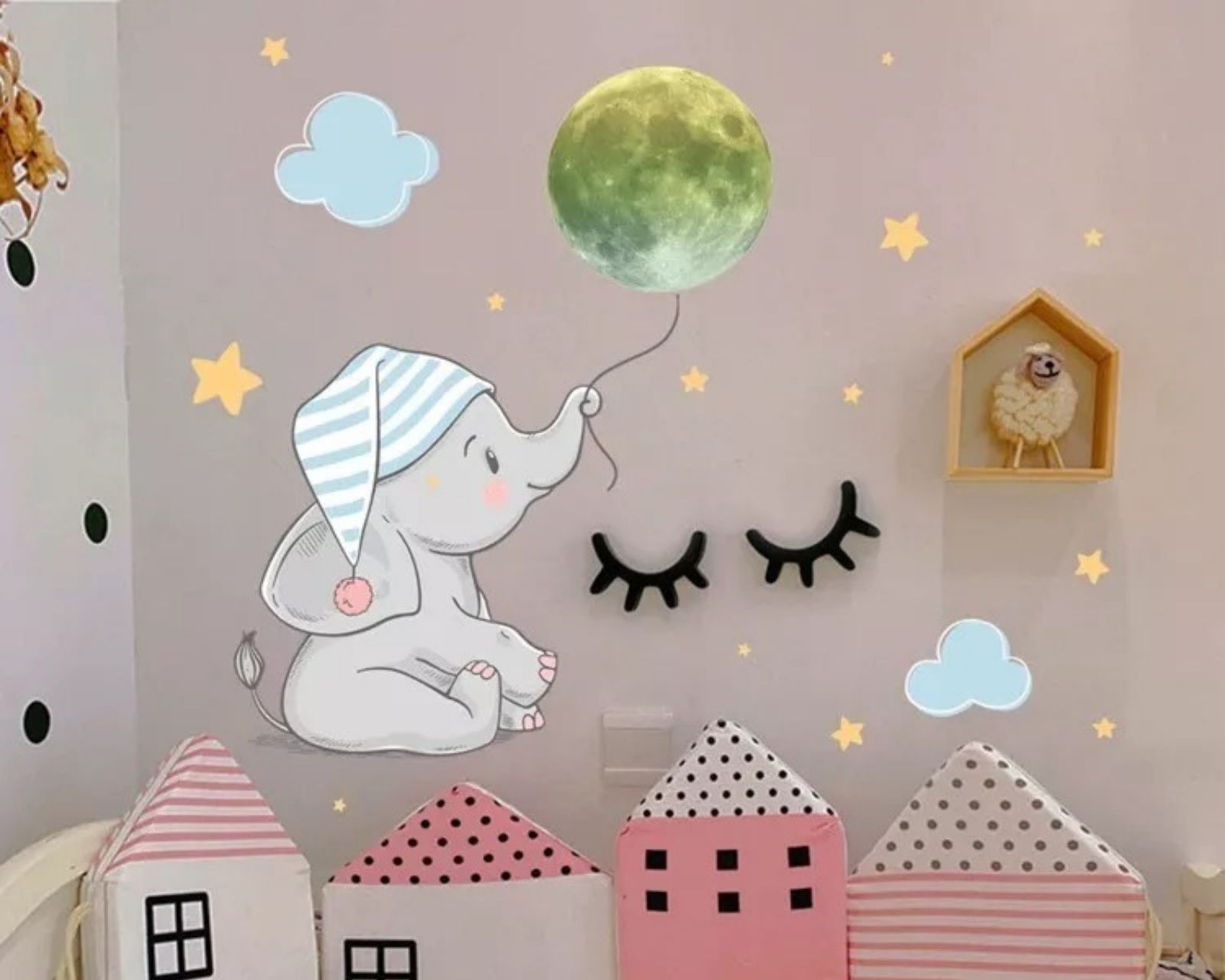 Foto 5 | Pegatina para Pared Luminosa con Diseño de Nube y Elefante