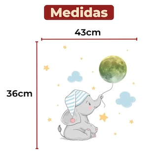 Foto 6 | Pegatina Luminosa Con Diseño De Elefante Y Luna Para Pared