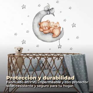 Foto 5 | Sticker Vinil Decorativo Con Diseño De Oso Con Luna Y Estrellas Para Pared