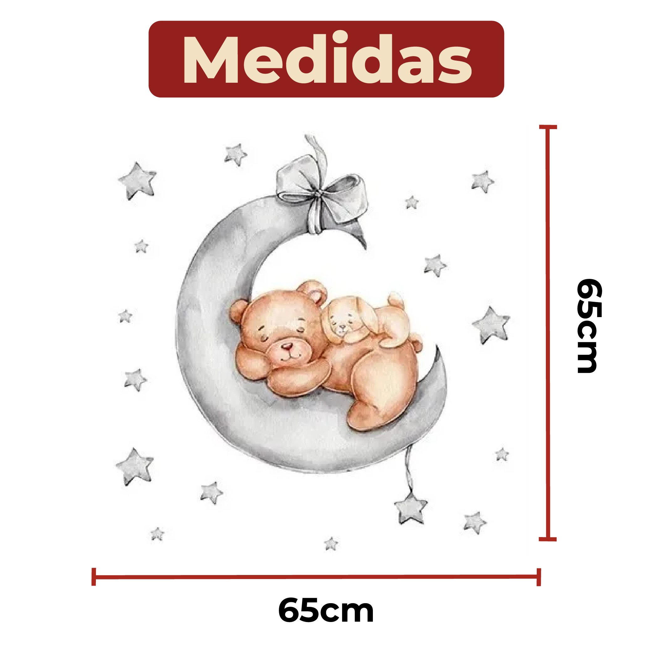 Foto 7 pulgar | Sticker Vinil Decorativo Con Diseño De Oso Con Luna Y Estrellas Para Pared