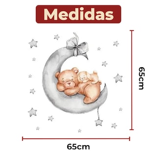 Foto 6 | Sticker Vinil Decorativo Con Diseño De Oso Con Luna Y Estrellas Para Pared