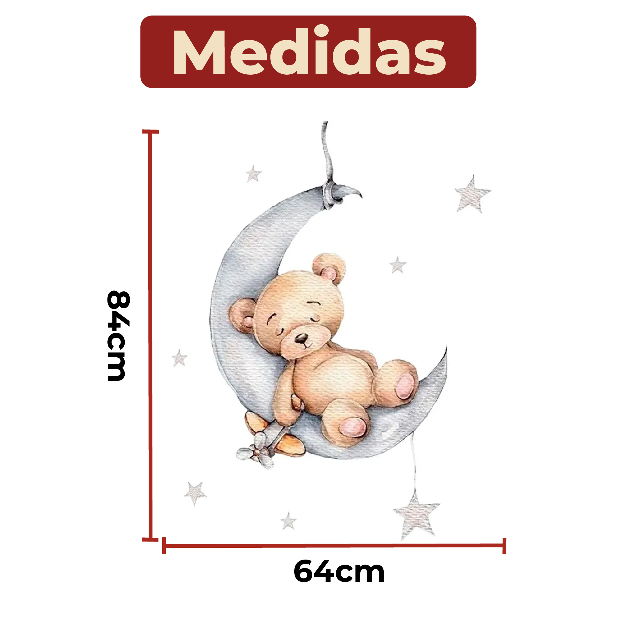Foto 7 pulgar | Sticker Vinil Decorativo Con Diseño De Oso Para Pared