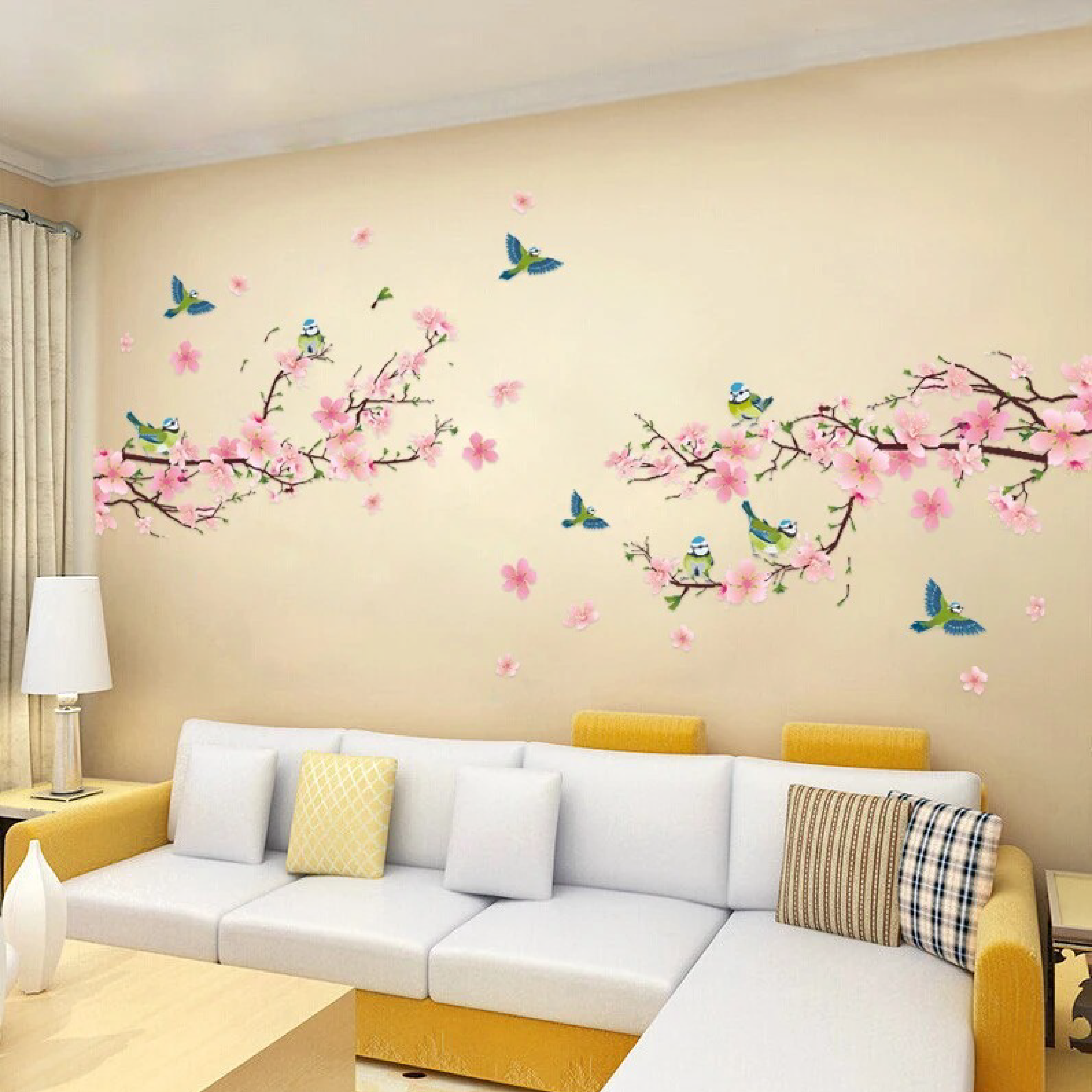 Foto 4 pulgar | Sticker Vinil Decorativo Para Pared Con Diseño De Flores De Cerezo