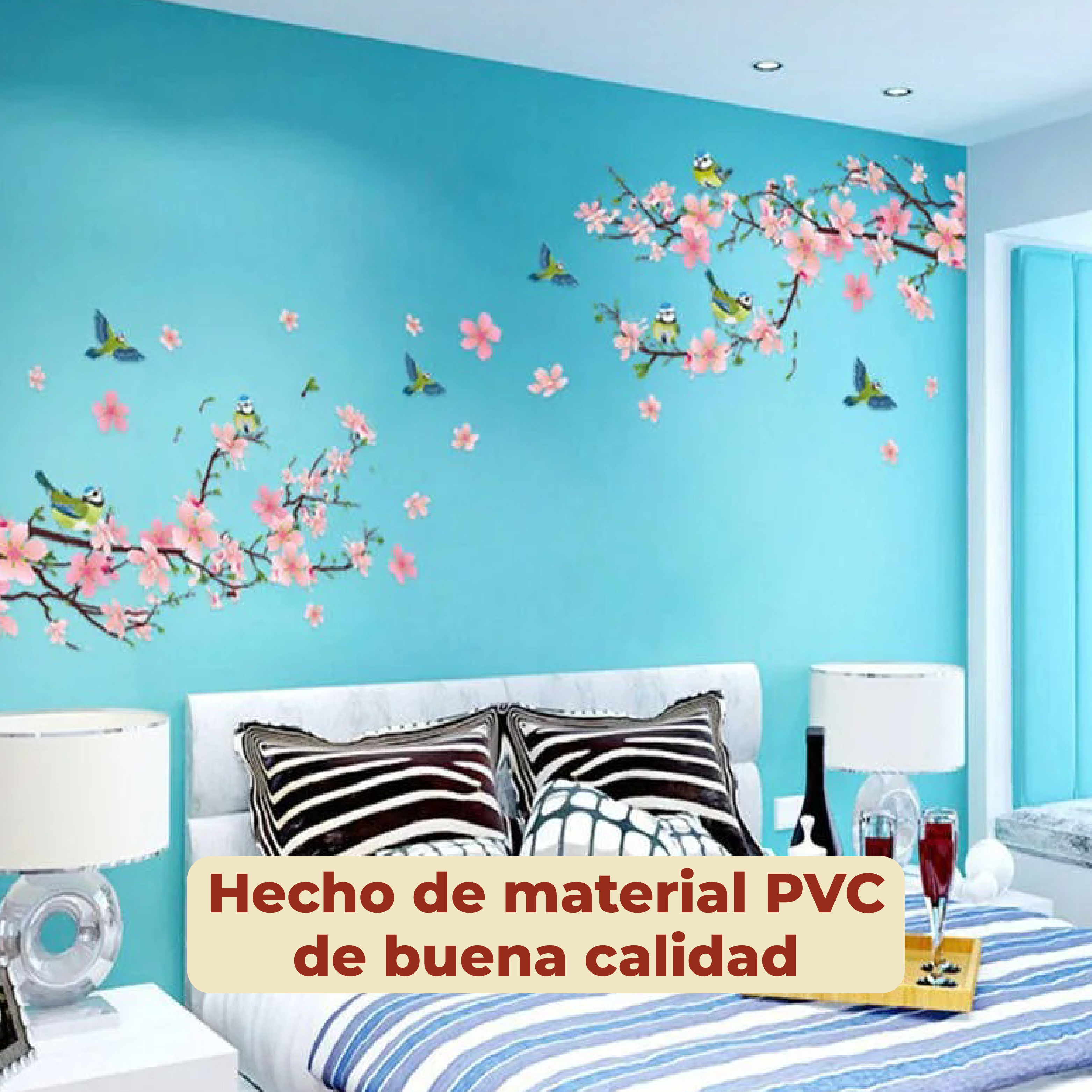 Foto 5 pulgar | Sticker Vinil Decorativo Para Pared Con Diseño De Flores De Cerezo