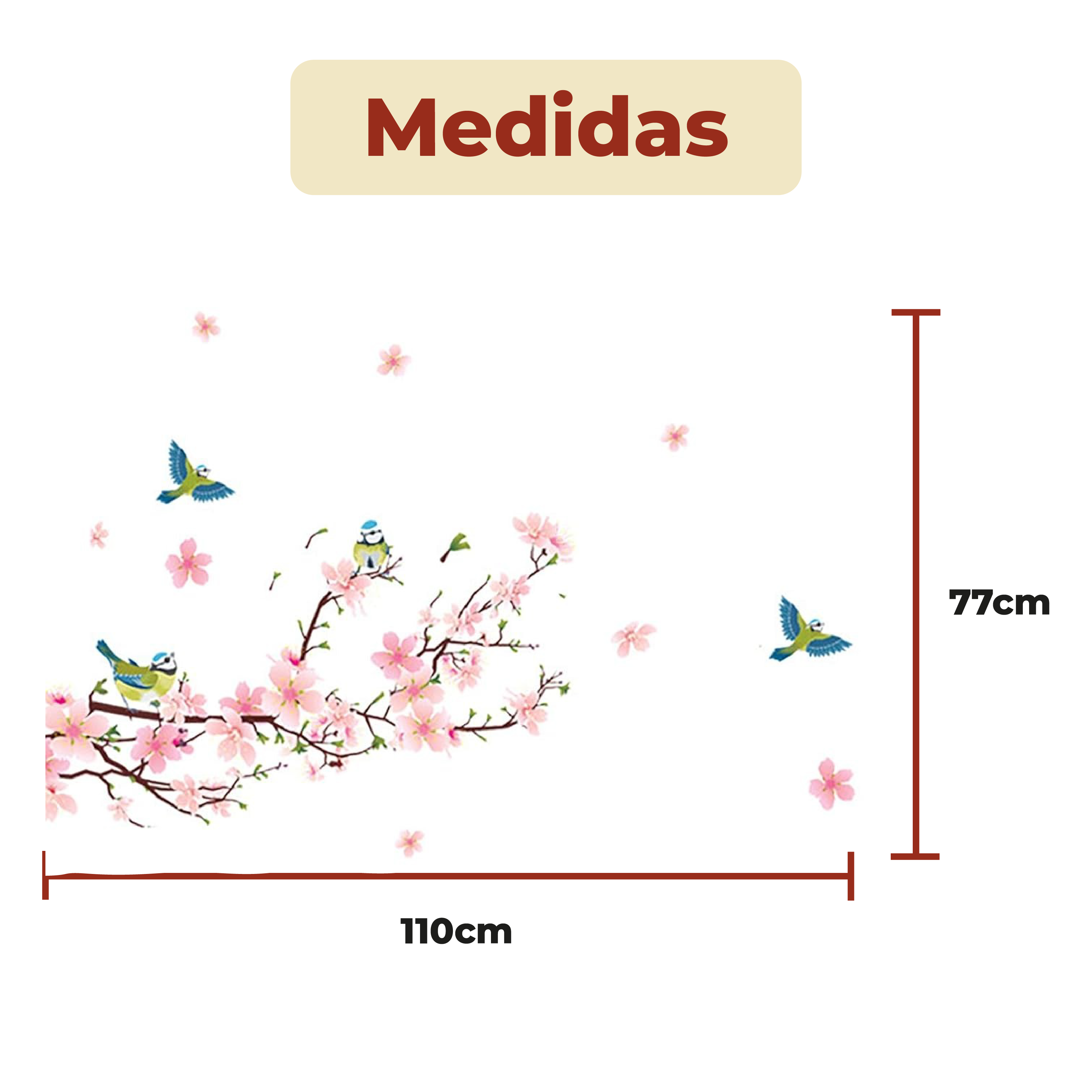 Foto 7 pulgar | Sticker Vinil Decorativo Para Pared Con Diseño De Flores De Cerezo