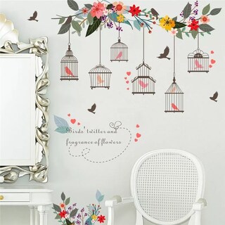 Foto 2 | Sticker Vinil Decorativo Para Pared Con Diseño De Pájaros Y Flores Coloridas