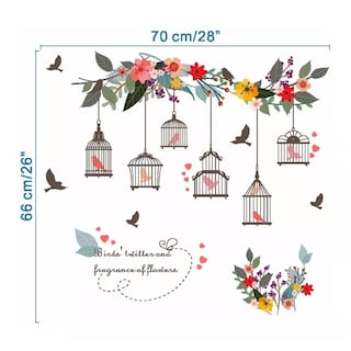 Foto 4 | Sticker Vinil Decorativo Para Pared Con Diseño De Pájaros Y Flores Coloridas