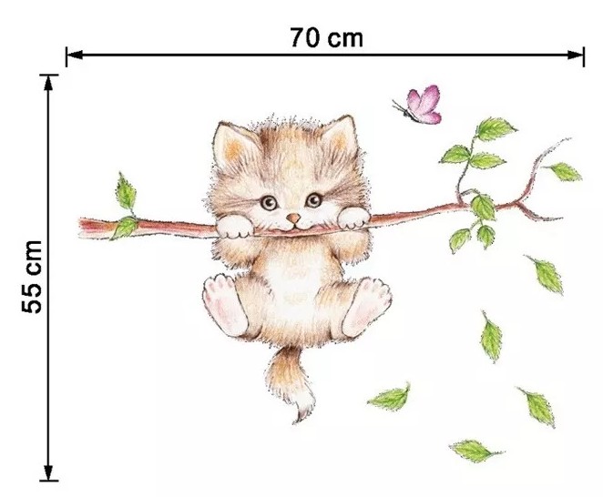 Foto 5 pulgar | Sticker Vinil Decorativo Para Pared De Árbol Con Gato