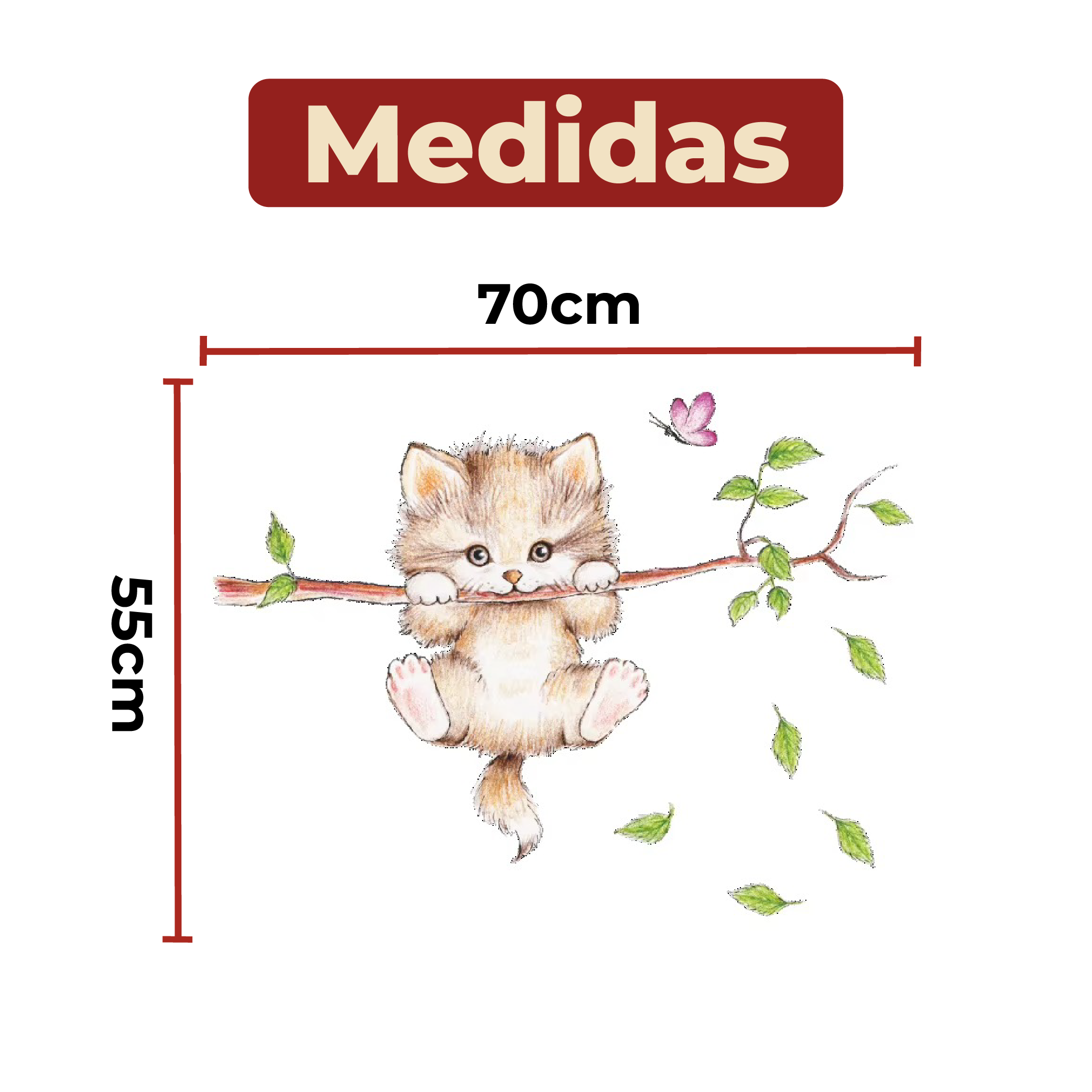 Foto 7 pulgar | Sticker Vinil Decorativo Con Diseño De Árbol Con Gato Para Pared