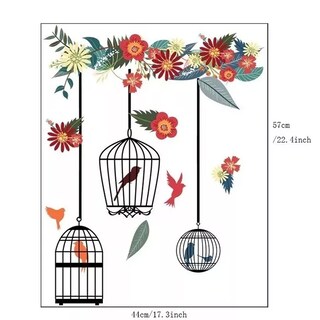 Foto 4 | Sticker Vinil Decorativo Para Pared Con Diseño De Jaulas Con Flores