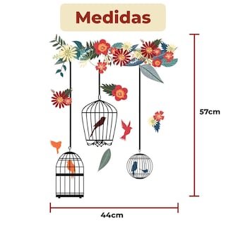 Foto 6 | Sticker Vinil Decorativo Para Pared Con Diseño De Jaulas Con Flores