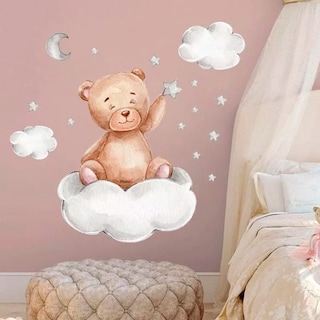 Foto 2 | Sticker Vinil Decorativo Para Pared Con Diseño De Oso Con Nubes