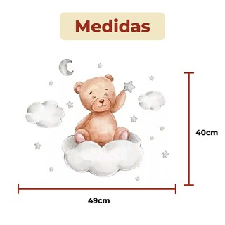 Foto 6 | Sticker Vinil Decorativo Para Pared Con Diseño De Oso Con Nubes