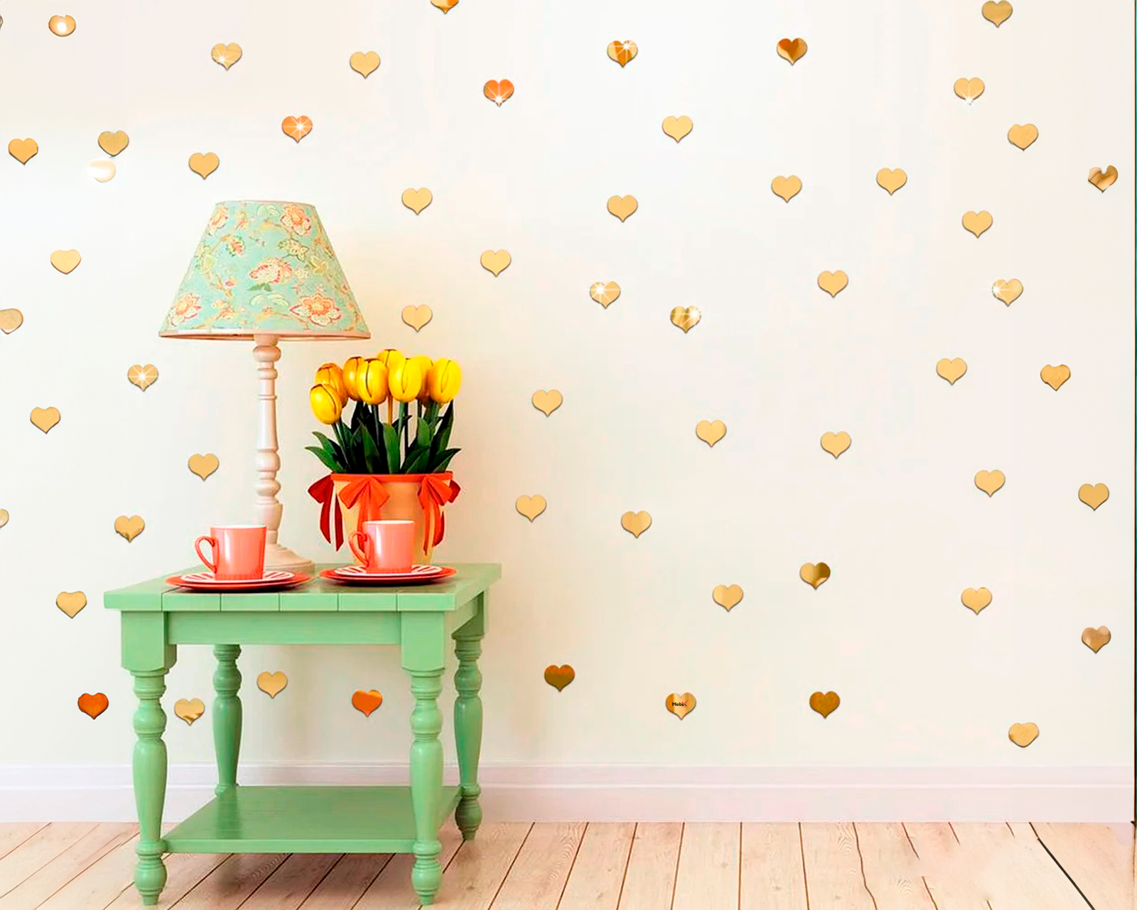 Foto 5 pulgar | Set de 100 Vinilos de Acrílico Corazones Decorativos