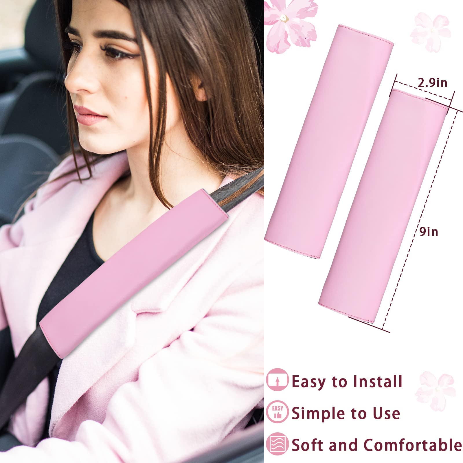 Foto 3 pulgar | Juego De Accesorios Para Coche, Funda De Piel Para Volante, Color Rosa, 10 Unidades - Venta Internacional.