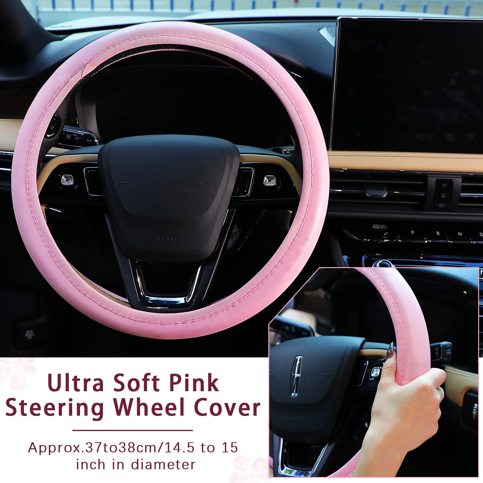 Foto 6 | Juego De Accesorios Para Coche, Funda De Piel Para Volante, Color Rosa, 10 Unidades - Venta Internacional.