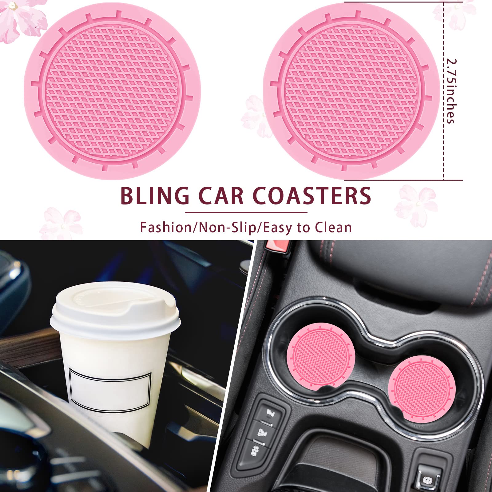 Foto 7 | Juego De Accesorios Para Coche, Funda De Piel Para Volante, Color Rosa, 10 Unidades - Venta Internacional.