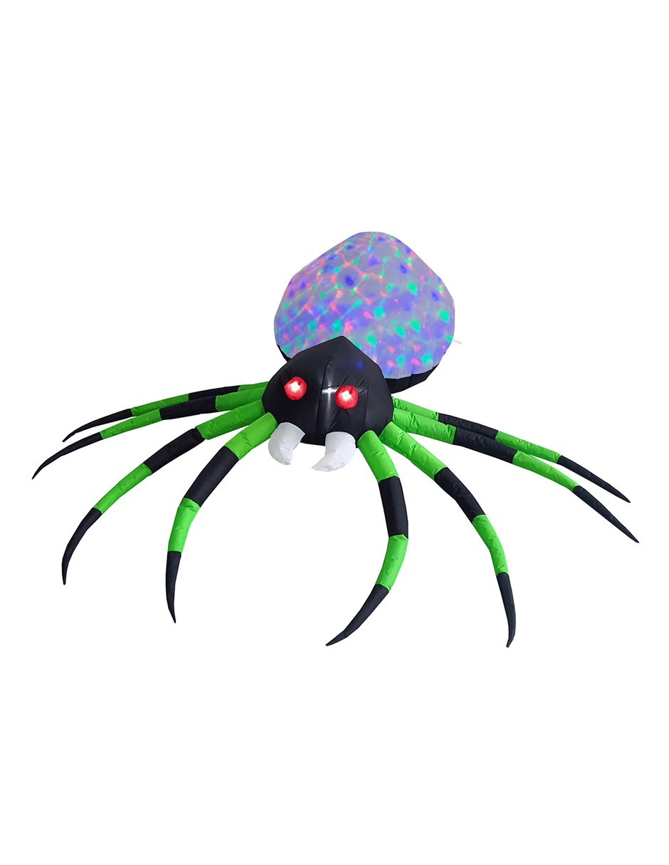 Inflable Halloween Araña Spider Verde Ojos Led + Multiled