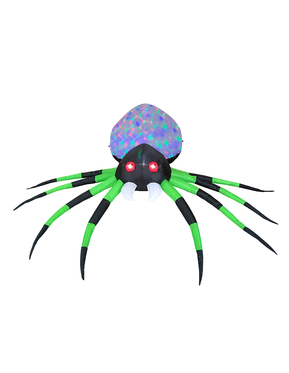 Foto 5 pulgar | Inflable Halloween Araña Spider Verde Ojos Led + Multiled