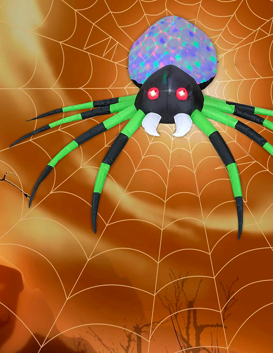 Foto 6 pulgar | Inflable Halloween Araña Spider Verde Ojos Led + Multiled