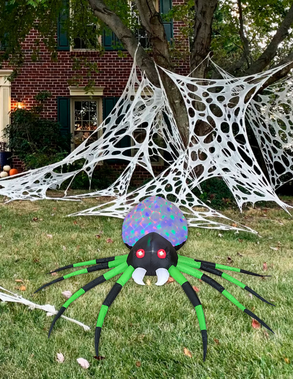 Foto 7 pulgar | Inflable Halloween Araña Spider Verde Ojos Led + Multiled