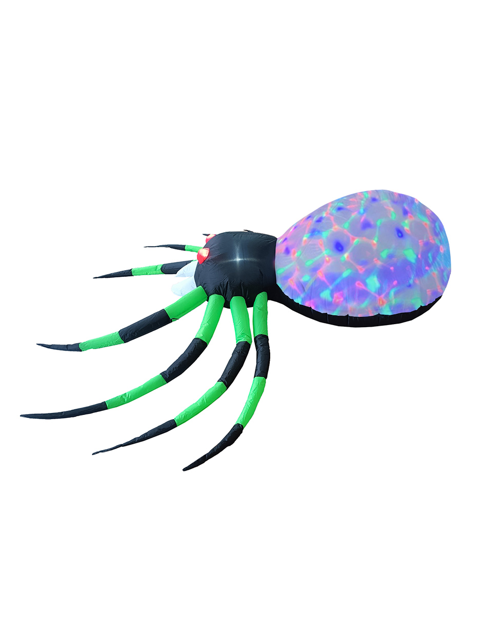 Foto 9 pulgar | Inflable Halloween Araña Spider Verde Ojos Led + Multiled