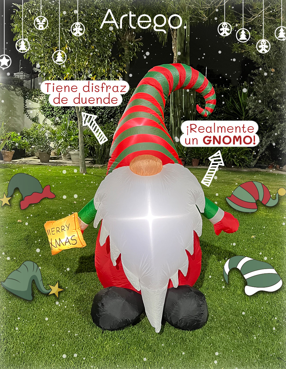 Foto 2 | Inflable De Navidad Gnomo Gnome Duende Navideño - 1.85 M.