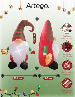 Foto 3 | Inflable De Navidad Gnomo Gnome Duende Navideño - 1.85 M.