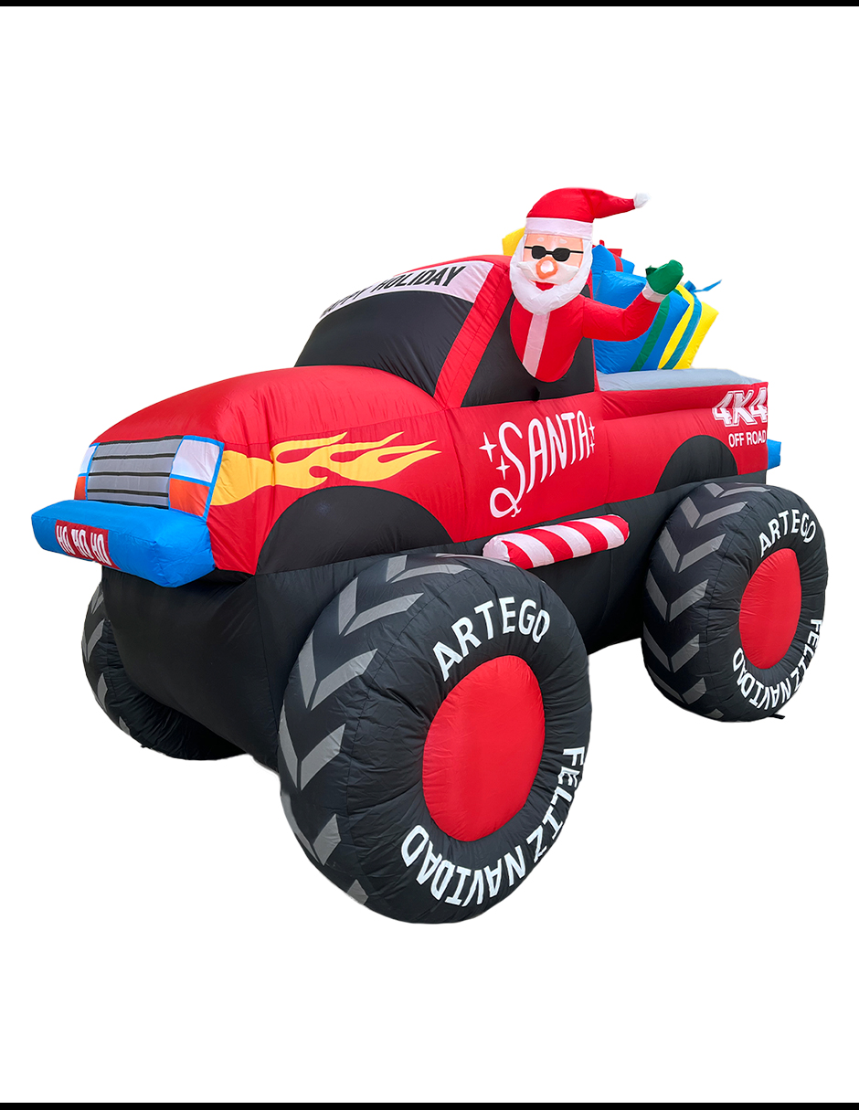 Foto 2 pulgar | Inflable de Navidad Artego Monster Truck Camioneta Pick Up de Santa 2.2 m