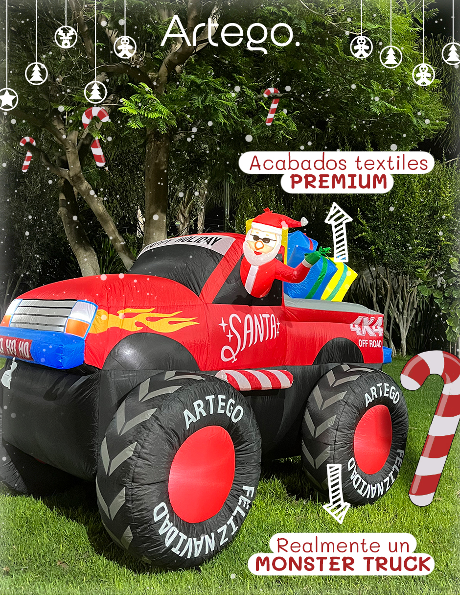 Foto 2 | Inflable de Navidad Artego Monster Truck Camioneta Pick Up de Santa 2.2 m