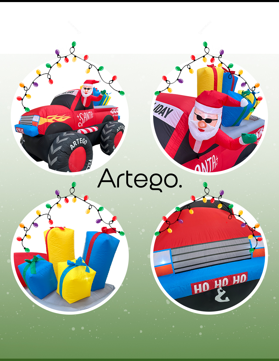 Foto 7 pulgar | Inflable de Navidad Artego Monster Truck Camioneta Pick Up de Santa 2.2 m