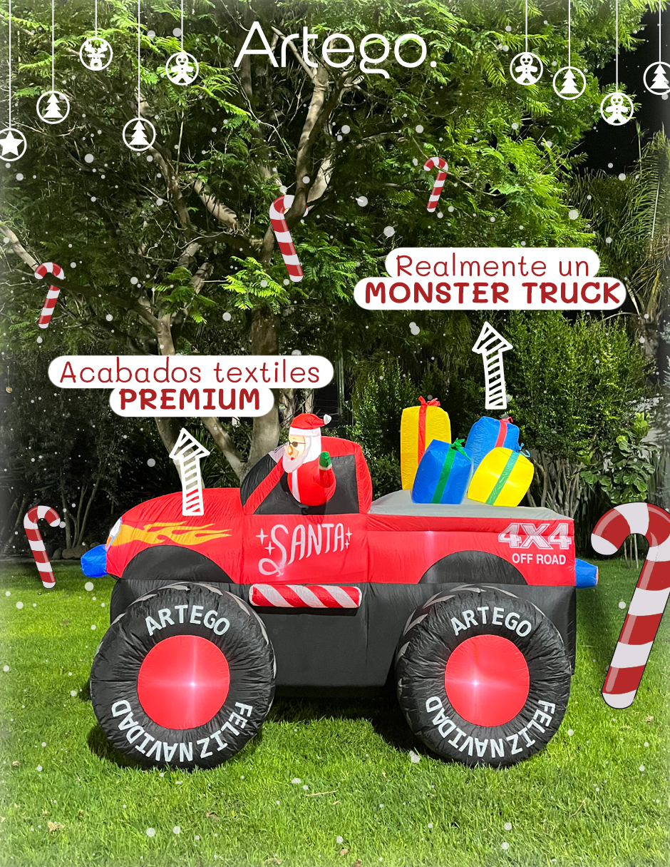 Foto 7 | Inflable de Navidad Artego Monster Truck Camioneta Pick Up de Santa 2.2 m