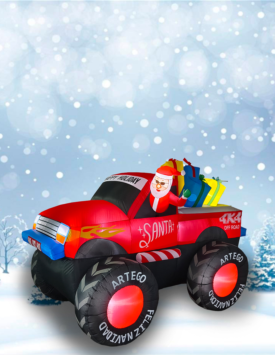 Foto 9 pulgar | Inflable de Navidad Artego Monster Truck Camioneta Pick Up de Santa 2.2 m