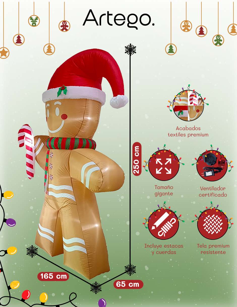 Foto 4 pulgar | Inflable De Navidad Galleta Jengibre Gingy Gingerbread - 2.5m