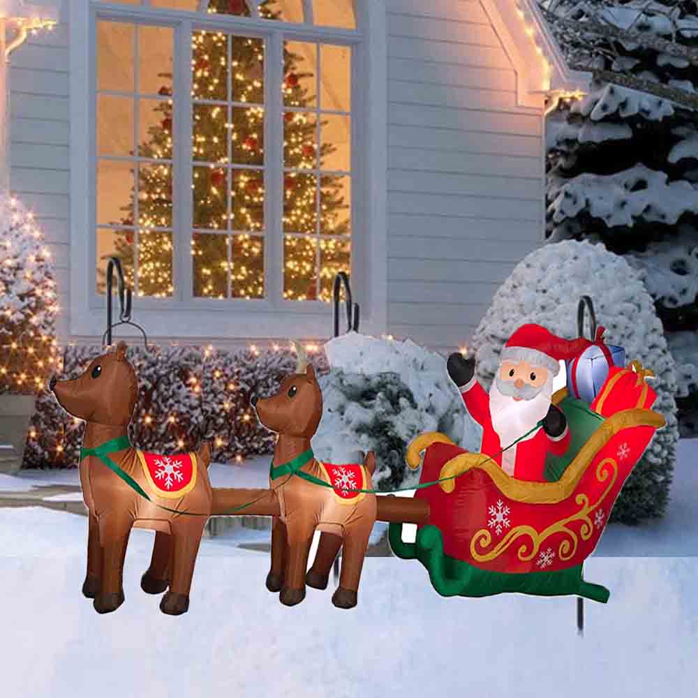 Foto 4 pulgar | Inflable Santa Claus con Trineo Kyuden Home