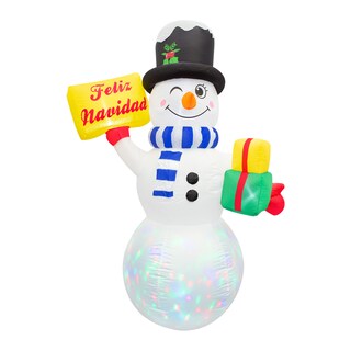 Foto 1 | Inflable Navideño con Luz Led Muñeco de Nieve con Letrero Feliz Navidad 1.80 mts