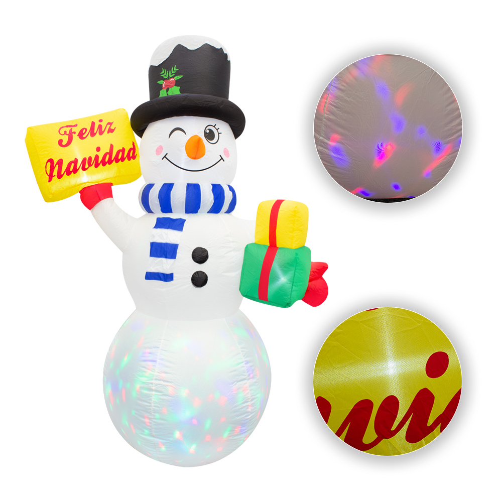 Foto 4 pulgar | Inflable Navideño con Luz Led Muñeco de Nieve con Letrero Feliz Navidad 1.80 mts