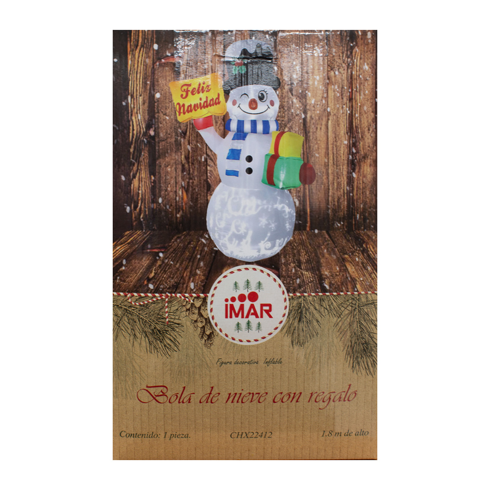 Foto 6 pulgar | Inflable Navideño con Luz Led Muñeco de Nieve con Letrero Feliz Navidad 1.80 mts