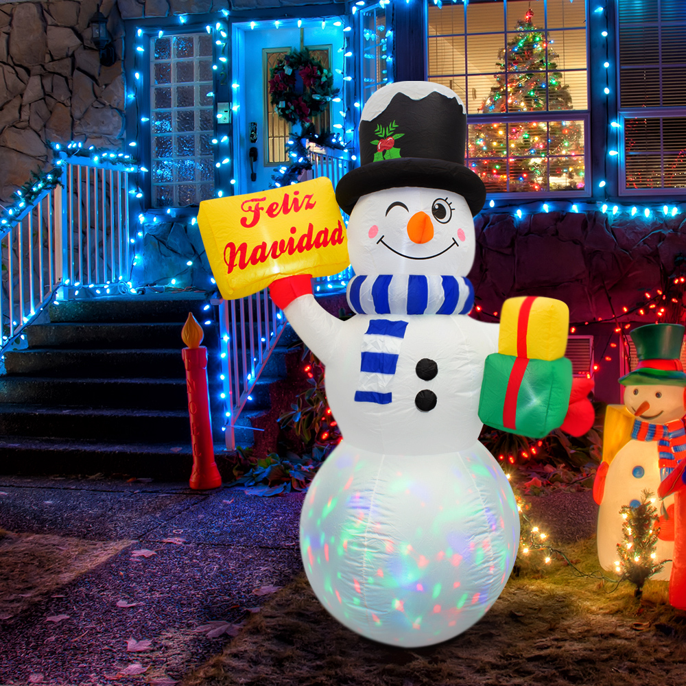 Foto 7 pulgar | Inflable Navideño con Luz Led Muñeco de Nieve con Letrero Feliz Navidad 1.80 mts