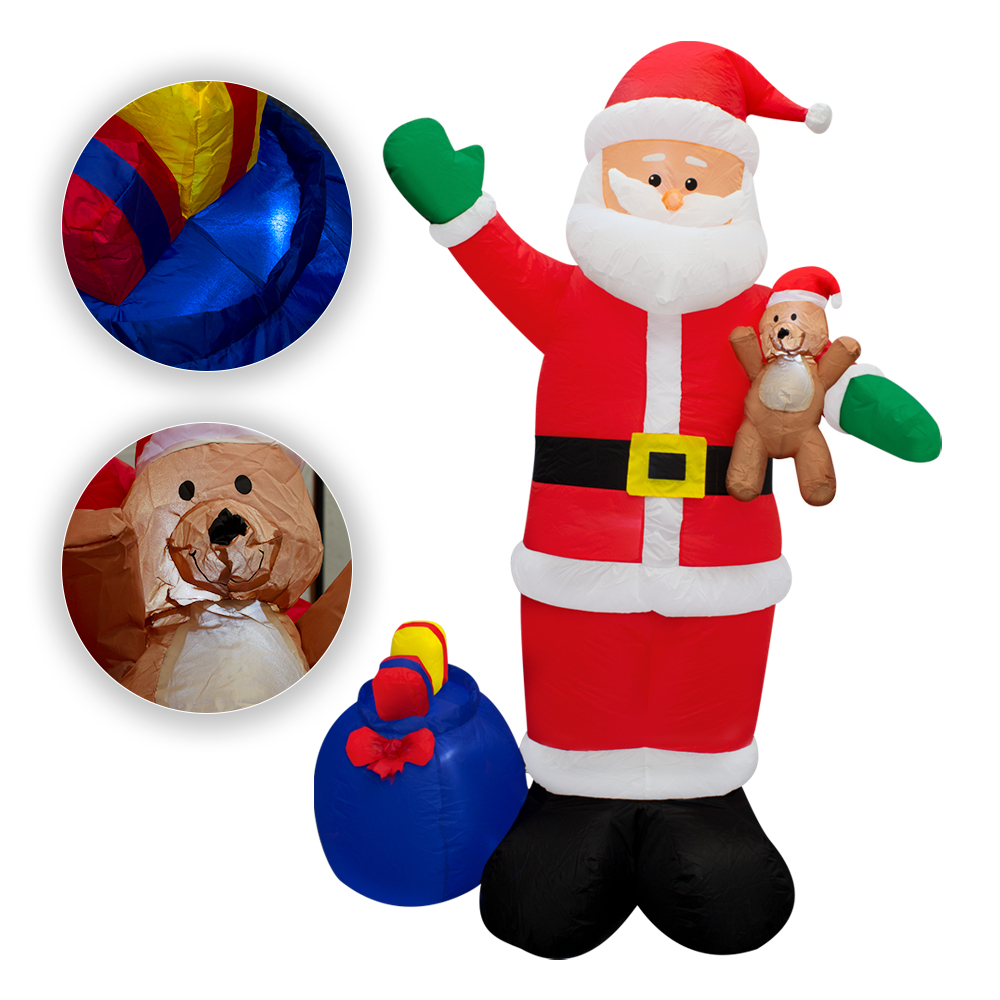 Foto 3 | Inflable Navideño Santa Claus con Oso de Peluche 1.80 mts