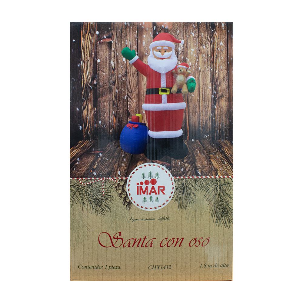 Foto 5 | Inflable Navideño Santa Claus con Oso de Peluche 1.80 mts