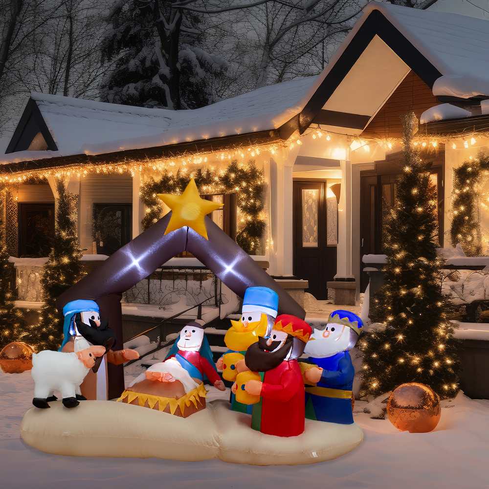 Foto 6 pulgar | Inflable Navideño con Luz Led Nacimiento de Jesús y Reyes Magos 2 mts